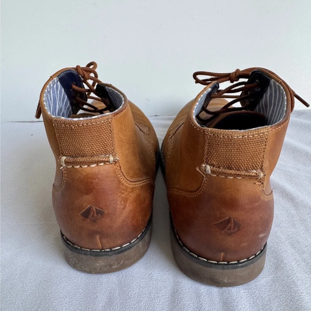 Sperry Top-Sider Mens Tan Leather Chukka Boots lace Size 9M dress business shoes